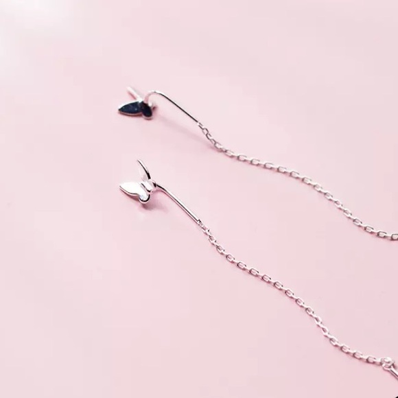 “Flutter On” Butterfly Unique Threader Earrings - Picture 2 of 9